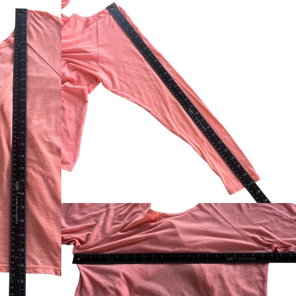 Fabletics Women's Med. Coral Flamingo Twist Switch Back Long Sleeve Tee Athletic - Picture 4 of 16